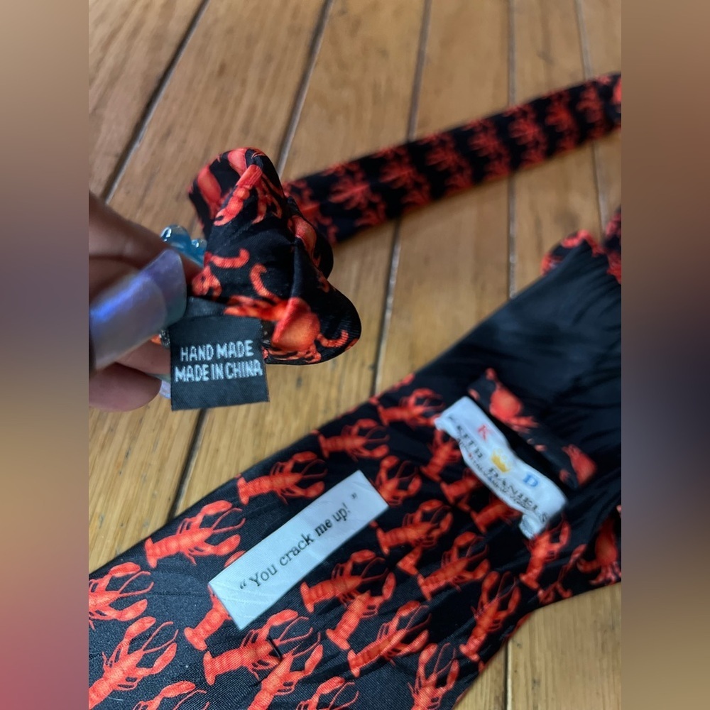Seafood Dinner Men's Necktie Lobster Crab Shrimp Restaurant Food red Neck Tie - Picture 4 of 6